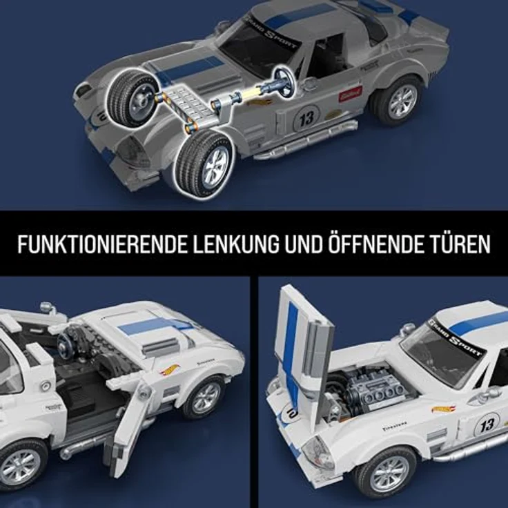 Mattel Brick Shop Elite Serie Corvette Grand Sport, Klemmbausteinset mit 898 Teilen für kreative Bauprojekte ab 10 Jahren – Bild 6