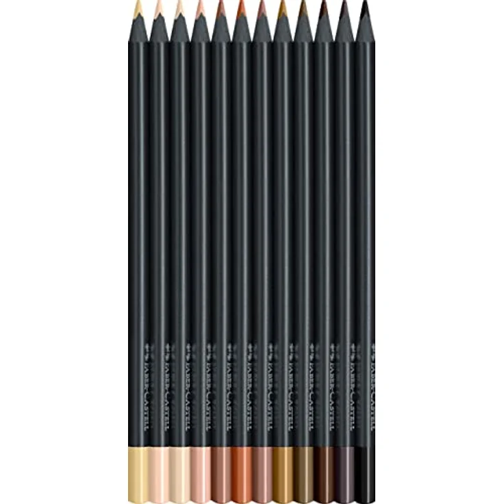 Faber-Castell 116414 - Buntstifte hautfarben Black Edition, 12er Kartonetui, bruchsicher, dreikant, Skin Tones – Bild 3