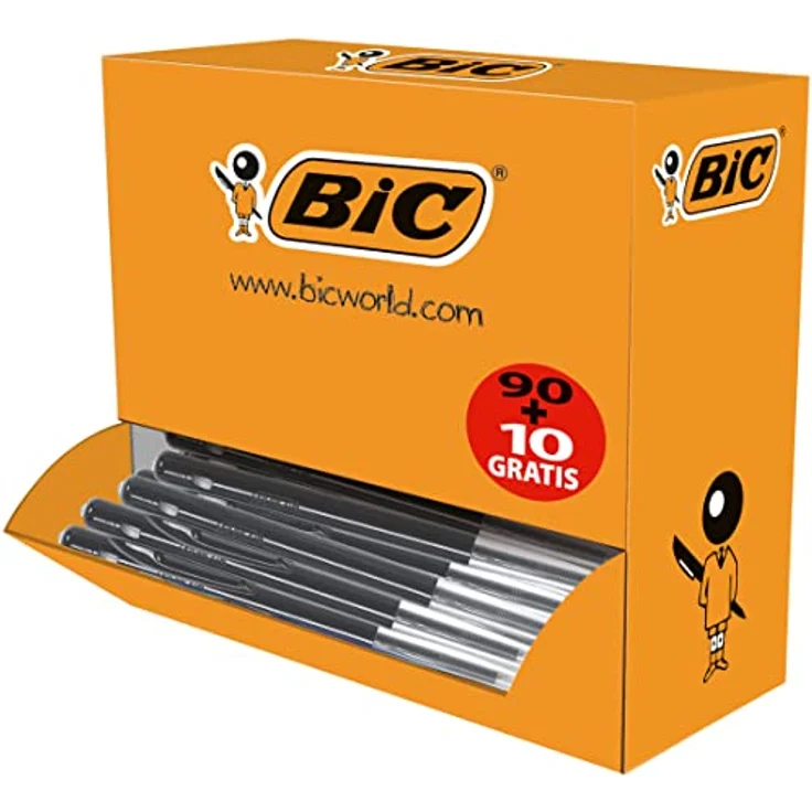 Bic M10 Clic, Druckkugelschreiber mit 1,0 mm Spitze, schwarze Schreibfarbe, VALUE PACK (90 Stück) – Bild 1