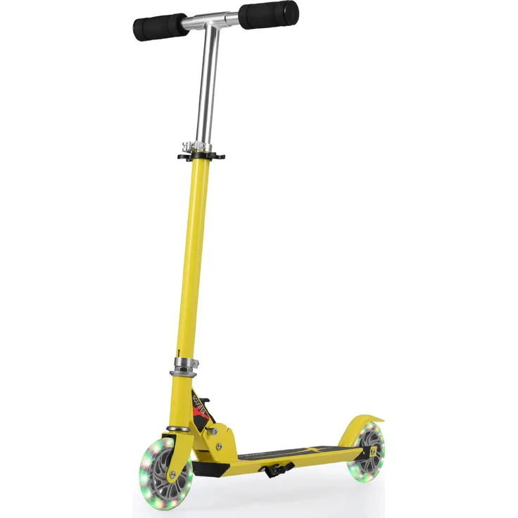 COSTWAY Kinder Roller, höhenverstellbarer Kinder Scooter mit LED Rädern, für Jungen & Mädchen, gelb, max. 70 kg