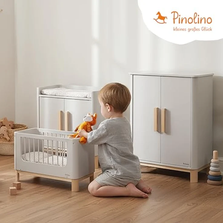 Pinolino Puppenschrank Malea, 4-tlg. mit 1 Einlegeboden, 1 Kleiderstange inkl. 3 Kleiderbügel, Beige – Bild 7