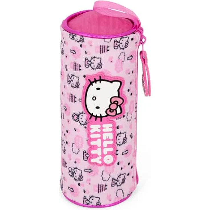 Clondo Schlampermäppchen Hello Kitty, rundes Stifteetui aus 600D Polyester, 21x8 cm, bunt für Mädchen (6-12 Jahre) – Bild 4