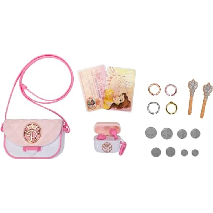 Jakks Pacific Disney Princess Mini-Handtasche aus PVC-Vinyl mit 4-5 Glamour-Accessoires, pink – Bild 1