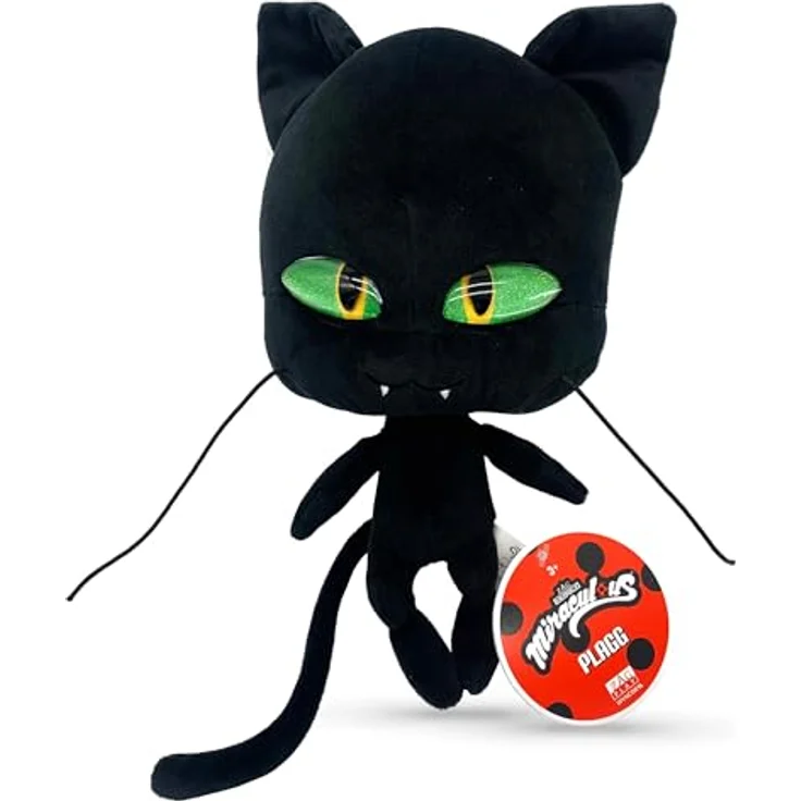 Miraculous Kwami Mon Ami Plagg, 24 cm Kuscheltier mit Resinaugen, Glitzer und detaillierten Nähten, für Kinder – Bild 1