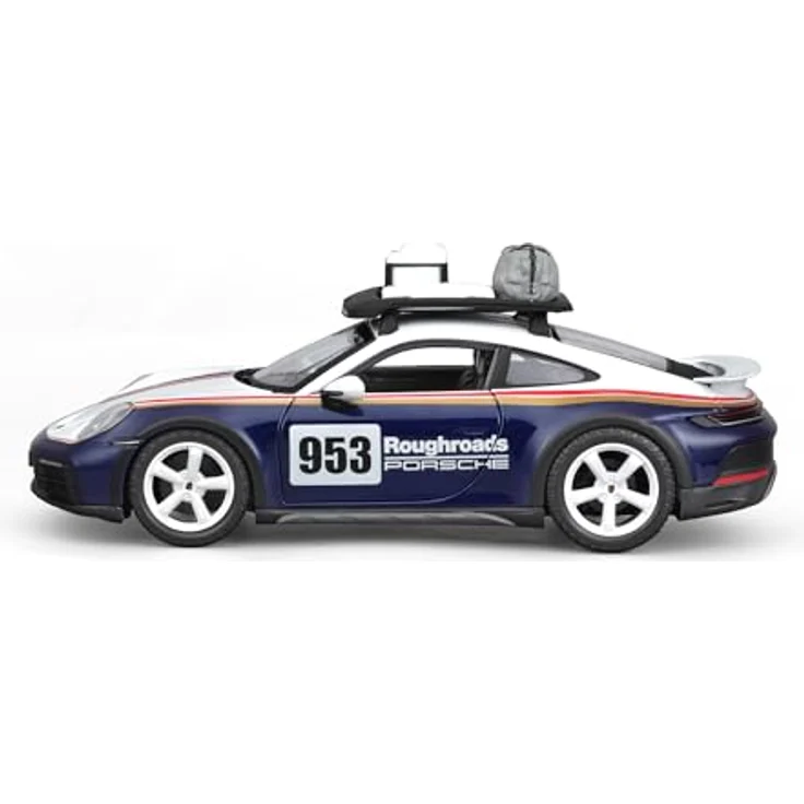 Bburago Porsche 911 Dakar, Modellauto im Maßstab 1:24, weiße und blaue Lackierung, bewegliche Türen, detailgetreues Interieur – Bild 4