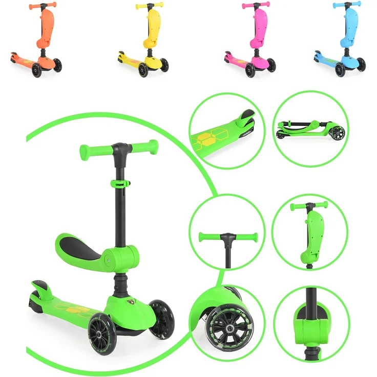 Moni Kinderroller 2 in 1 Lamborghini Laufrad, Lenkerhöhe verstellbar, klappbar grün