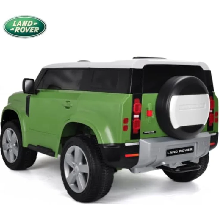 Land Rover Defender 90 Kinder Elektroauto 12V mit Fernbedienung, für 1 bis 6 Jahre, Grün, Scheinwerfer, MP3-Player, Sicherheitsgurte, 2 Motoren – Bild 7