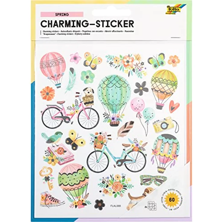 folia 18212 - Charming Sticker, Spring I, 60 Sticker, in verschiedenen Motiven, einfach von der Folie abzuziehen – Bild 1