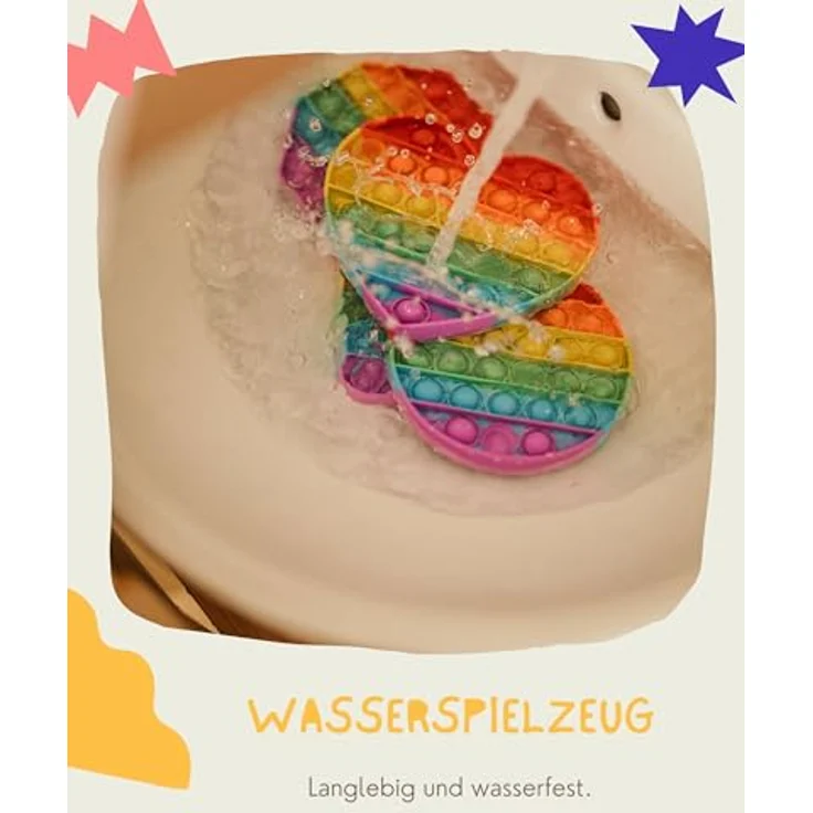 Pop on It für Kinder I Pop Bubble 4er Geschenkset I Wasserfestes Fidget Toy Set I Poppets aus hochwertigem Silikon I Regenbogen Antistress Spielzeug – Bild 4