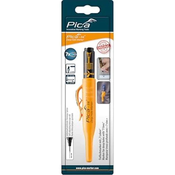 Pica PICA Ink Tieflochmarker 150/46/SB, schwarzer Filzstift mit selbstnachstellender Edelstahl-Teleskopspitze und permanenter Tinte – Bild 5