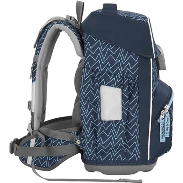 Step by Step Basis Schulranzen-Set „Blue Lines“, 4-teilig, ergonomischer Tornister 20L, blau, mit Reflektoren, Hüft- und Brustgurt, für Kinder ab der 1. Klasse – Bild 5