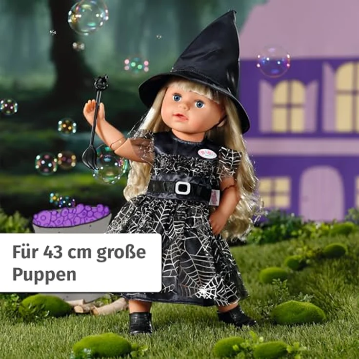 BABY Born Hexenkleid mit Besen und Hexenhut, Puppenkleid für 43 cm Puppen, Zapf Creation - Verzaubertes Tüllkleid, Besen und Hexenhut, Hochwertiges Zubehör - Preisvergleich – Bild 4