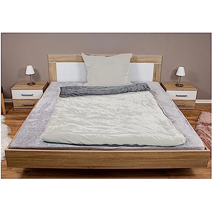 heimtexland ® Teddy Flanell Wende Bettwäsche Bettbezug Set 80x80 I 135x200 Plüsch Bezug Cashmere Touch Typ751 Creme – Bild 1