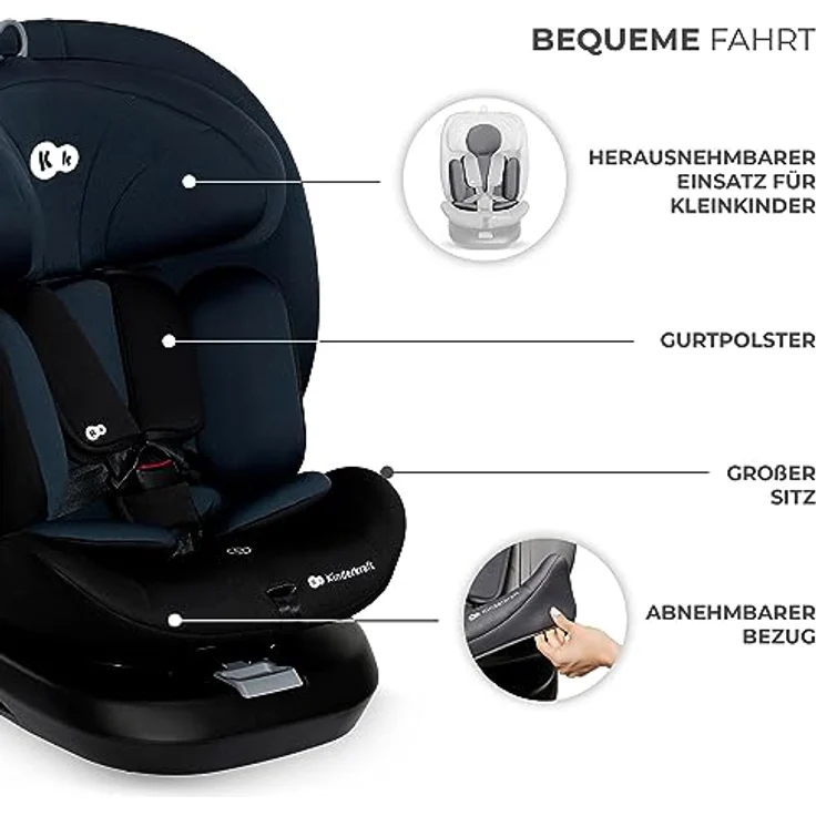 Kinderkraft i-GROW i-Size, Reboarder-Kindersitz drehbar ab Geburt bis 12 Jahre (40-150 cm), inkl. Isofix-Basis & Top Tether - Black – Bild 8