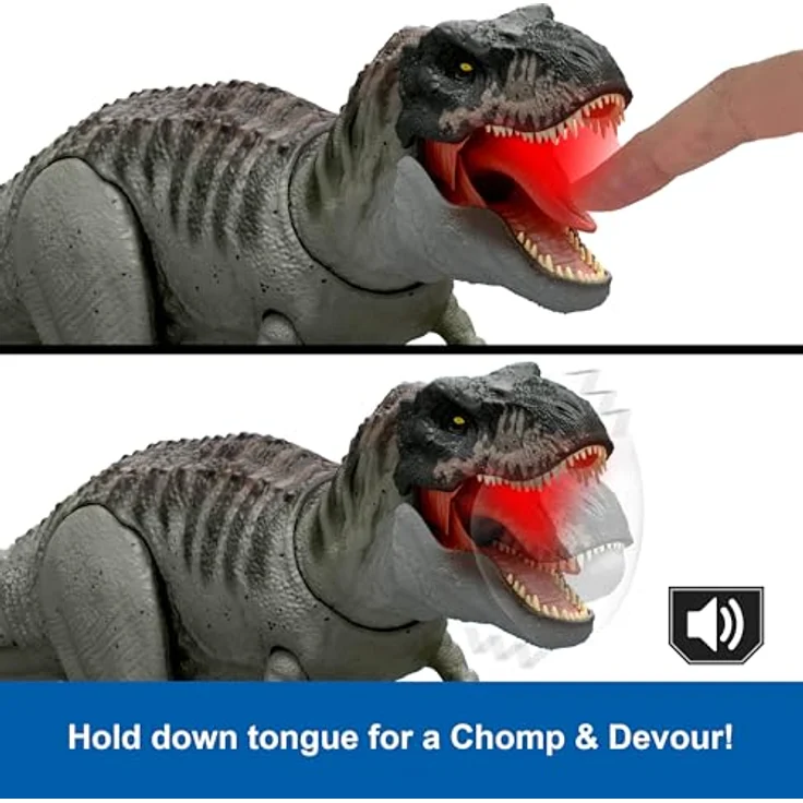 Mattel Jurassic World REBIRTH Feature T.Rex, Tyrannosaurus Rex mit Beißattacke, interaktive App-Anbindung und beweglichem Kopf – Bild 6
