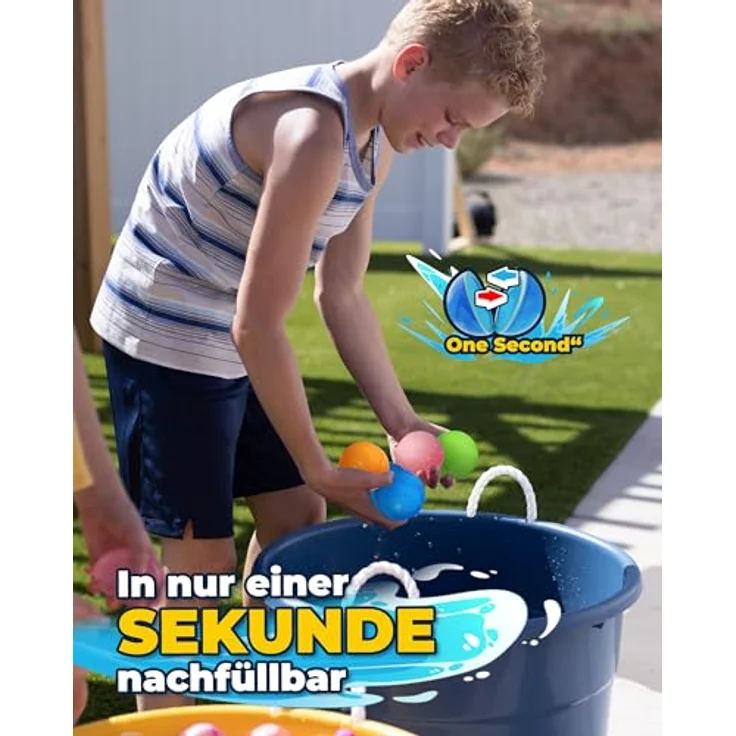 SOPPYCID 8 Stück Wiederverwendbare Wasserbomben Selbstschließend, Schnell befüllbare Silikon Spritzbälle für Kinder Erwachsene, Outdoor Sommerspaß Wasserspielzeug für Party, Wasserpark, Familienspiel – Bild 5