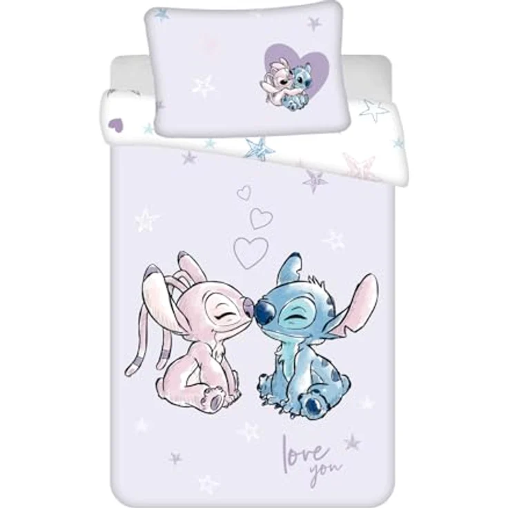 Jerry Fabrics Lilo und Stitch Baby lila Wende Bettwäsche Kopfkissen Bettdecke Set 100x135cm Kleinkind, aus 100% Baumwolle, atmungsaktiv – Bild 2