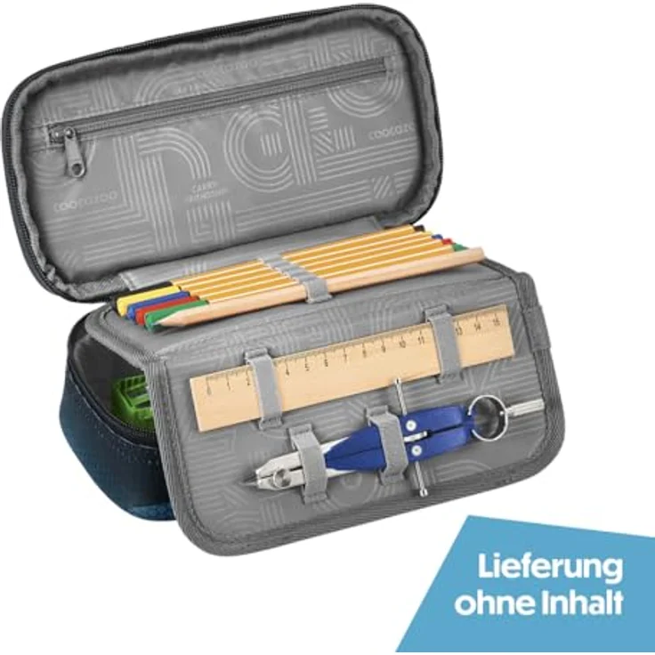 Coocazoo Mäppchen „Electric Ice”, schwarz-blau, großes Hauptfach, Schlaufen für Zirkel, Geodreieck und Lineal, Stundenplanfach, Stiftehalter, Reißverschlussfach, ab der 3. Klasse – Bild 2