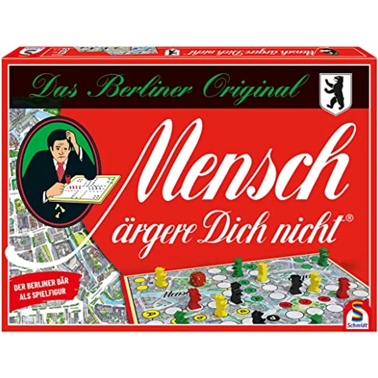 Schmidt Spiele 49418 Mensch ärgere Dich Nicht Berlin Sonderedition, Brettspiel für 2 bis 6 Spieler ab 6 Jahren mit Berliner Bär Spielfigur – Bild 1
