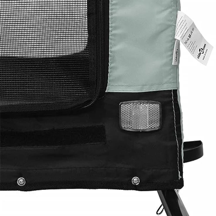 vidaXL Fahrradhundeanhänger Hunde Grau und Schwarz Oxford-Gewebe und Eisen, mit PVC-Fenster und Reflektoren – Bild 5
