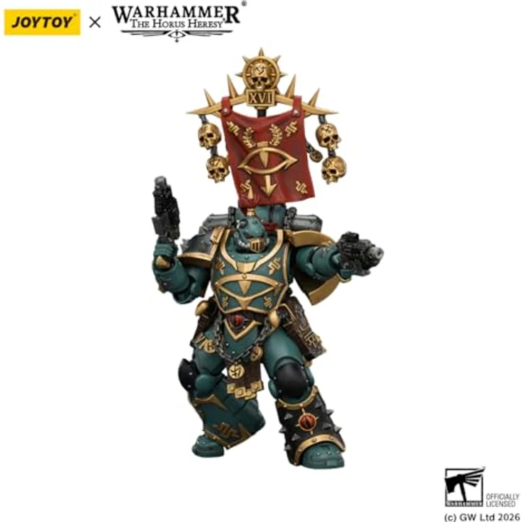 JOYTOY Warhammer The Horus Heresy Actionfigur Sons of Horus Vheren Ashurhaddon, 13 cm, detailreich und voll beweglich mit Axe Serpentis – Bild 3