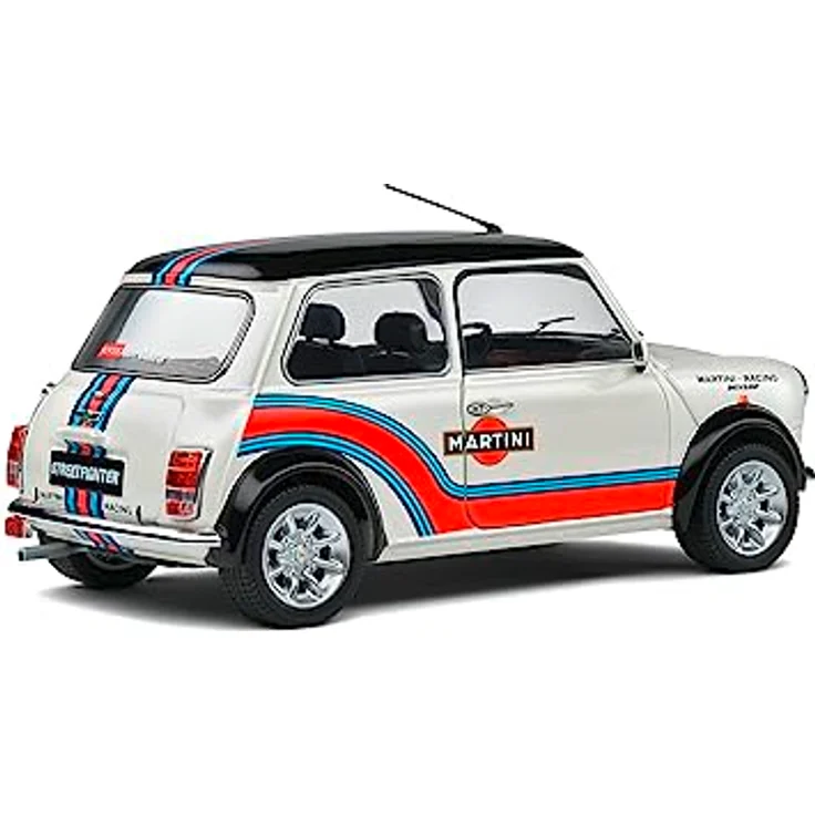 Solido 1:18 Mini Cooper MARTINI EVO, Modellauto aus Zinkdruckguss in detailgetreuer Nachbildung von 1998, mit Kunststoffsockel im Fensterkarton – Bild 9