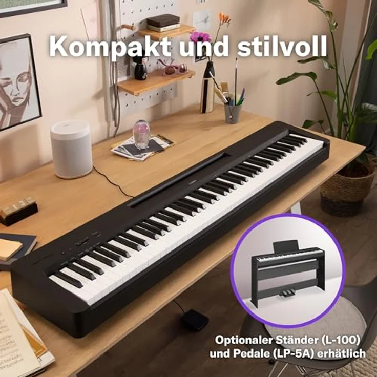Yamaha E-Piano P-145BT, tragbares Klavier mit 88 Tasten, GHC-Tastatur, Bluetooth Audio, Schwarz – Bild 3