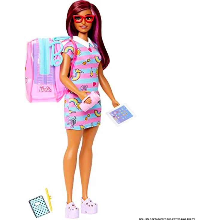 Barbie Kleidung Deluxe Clip-On Tasche mit Schuloutfit und fünf thematischen Accessoires Puppen, Mehrfarbig, Modern – Bild 4