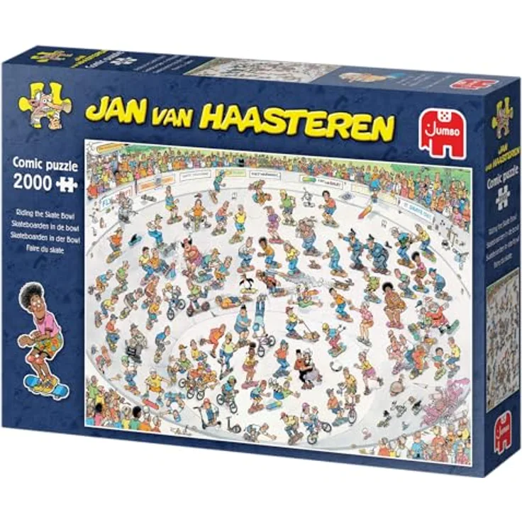 Jumbo Jan Van Haasteren – Skate Machen – Riding The Skate – Puzzle für Erwachsene – 2000 Teile – 100% recycelter Karton – Lustige Illustrationen