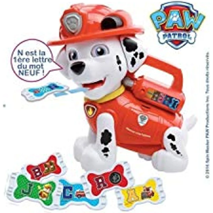 VTech Paw Patrol Fütter Mich Marshall, interaktives Lernspielzeug mit 26 Buchstabenknochen, französische Version – Bild 4