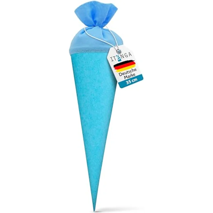 itenga Bastelschultüte Geschwister 35cm, Schultütenrohling mit Filzverschluss, hellblau/pazifikblau – Bild 1