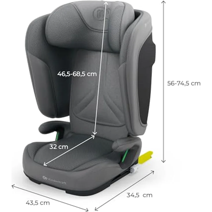 KinderKraft Unity 2 I-Size GREY, Kindersitz mit ISOFIX, 5-fach verstellbarer Rückenlehne und SPS-Seitenaufprallschutz für Kinder von 100 bis 150 cm – Bild 10