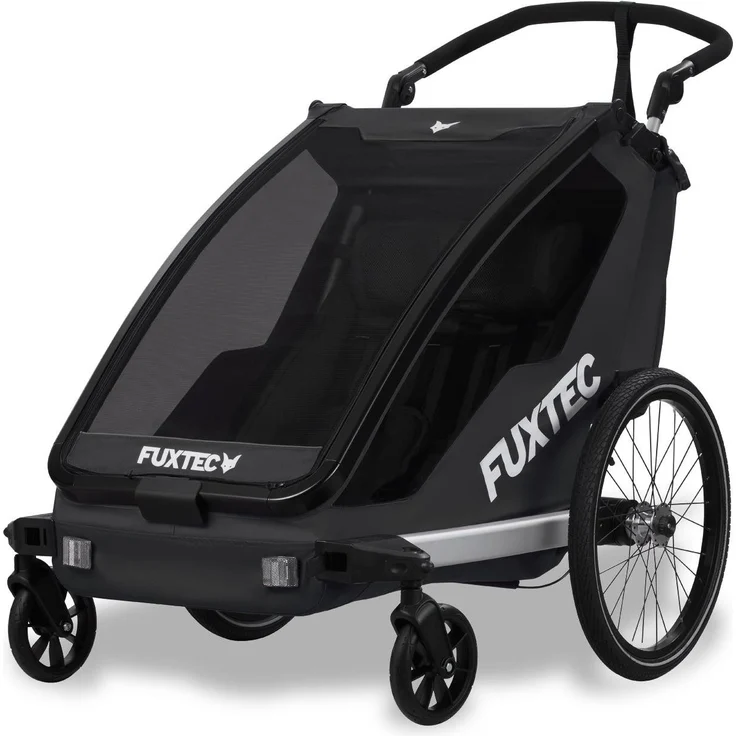 FUXTEC Fahrradkinderanhänger FX-FA1neu, Sportlicher Fahrradanhänger für bis zu 2 Kids, grün – Bild 1