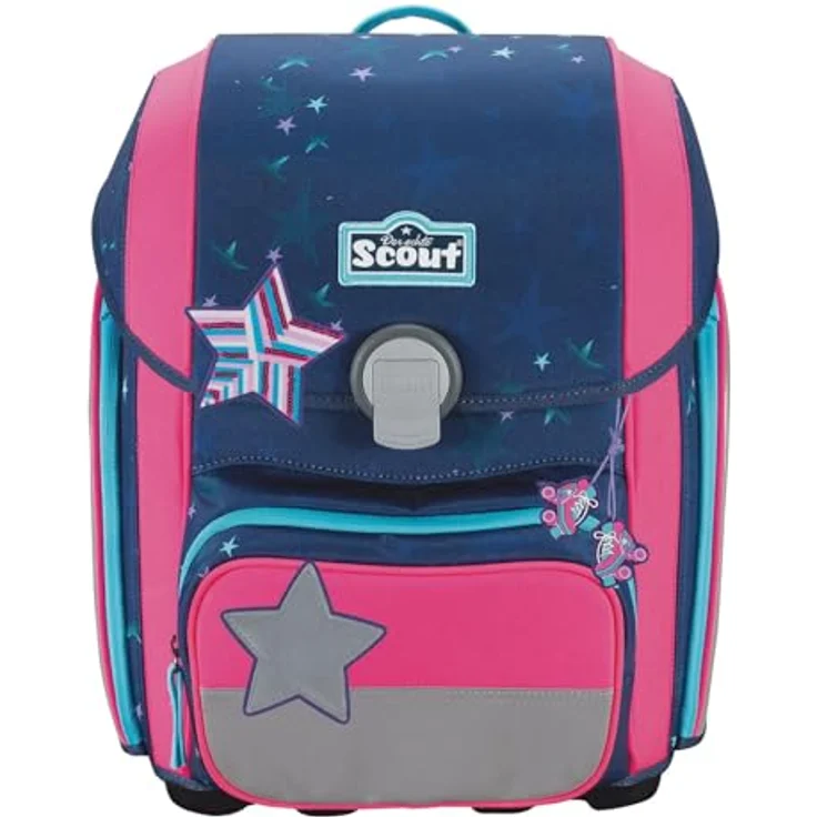 Scout Genius DIN Pretty Star 2024, Schulranzen-Set 4-tlg. mit höhenverstellbaren Schultergurten, 19 Liter Volumen, stabiler Bodenplatte und Magnetschloss, rosa – Bild 2