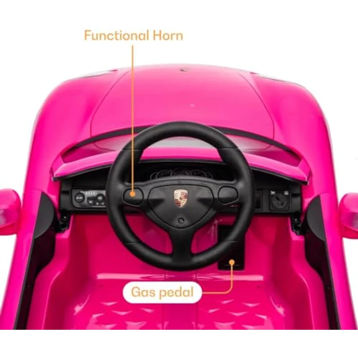 Porsche Carrera GT Elektro-Kinderauto, 12V, Vollausstattung mit Fernbedienung, Ledersitz, Bluetooth & EVA-Reifen, offiziell lizenziert, rosa – Bild 6