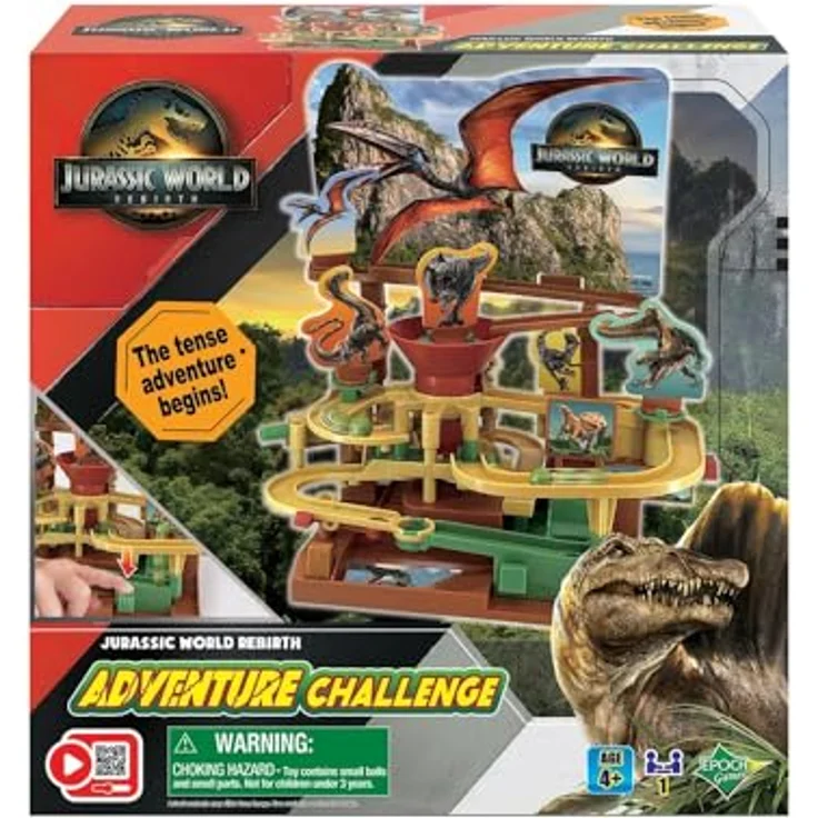 EPOCH Games 7515 Jurassic World Rebirth Adventure Challenge, Brettspiel mit 3D-Dinosaurier-Aufstellern für Kinder ab 4 Jahren – Bild 2