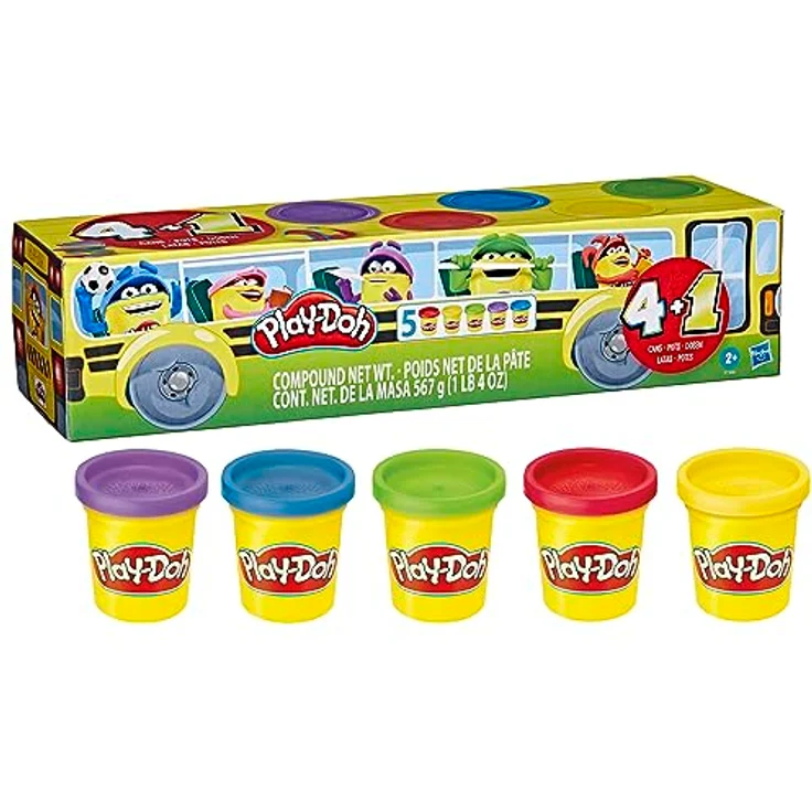 Play-Doh Schulbus 5er-Pack, 112g-Dosen, kreatives Spielzeug für Kinder ab 2 Jahren – Bild 2
