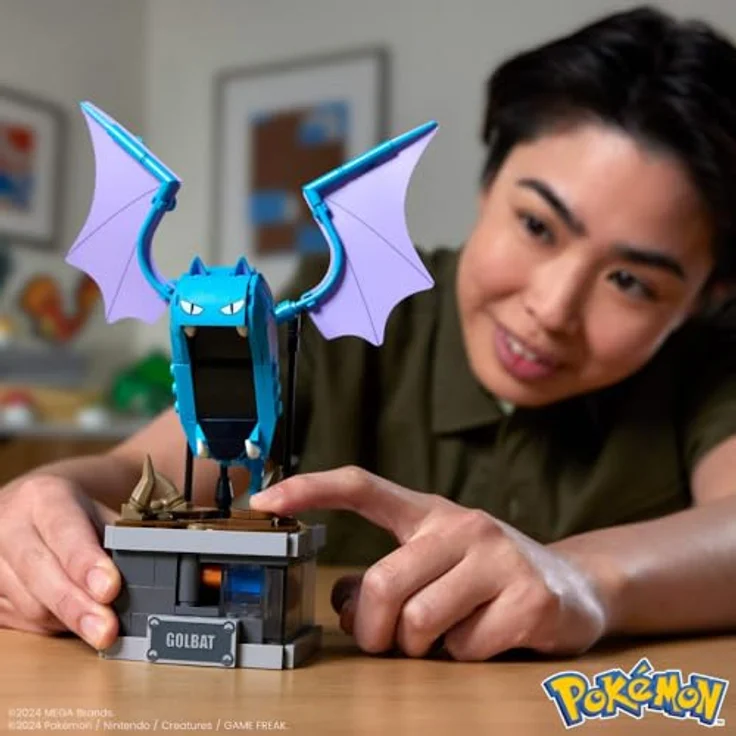 MEGA WONDER POKEMON MEGA Pokémon Mini Motion-Golbat - 313-teiliges Klemmbausteine-Set mit verstecktem Knopf, 13 cm groß, Flügelschlag Funktion, HTH72 – Bild 2