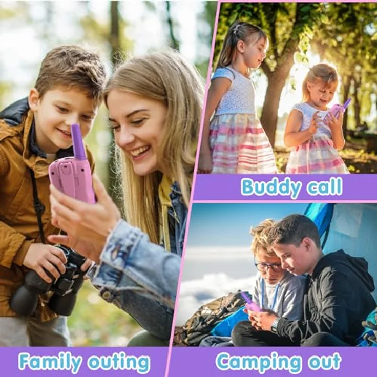 Kearui Walkie Talkie für Kinder 3-12 Jahre, 8 Kanal Funkgerät mit VOX Funktion und LED-Taschenlampe, 3 Meilen Reichweite, Rosa-Violett – Bild 4
