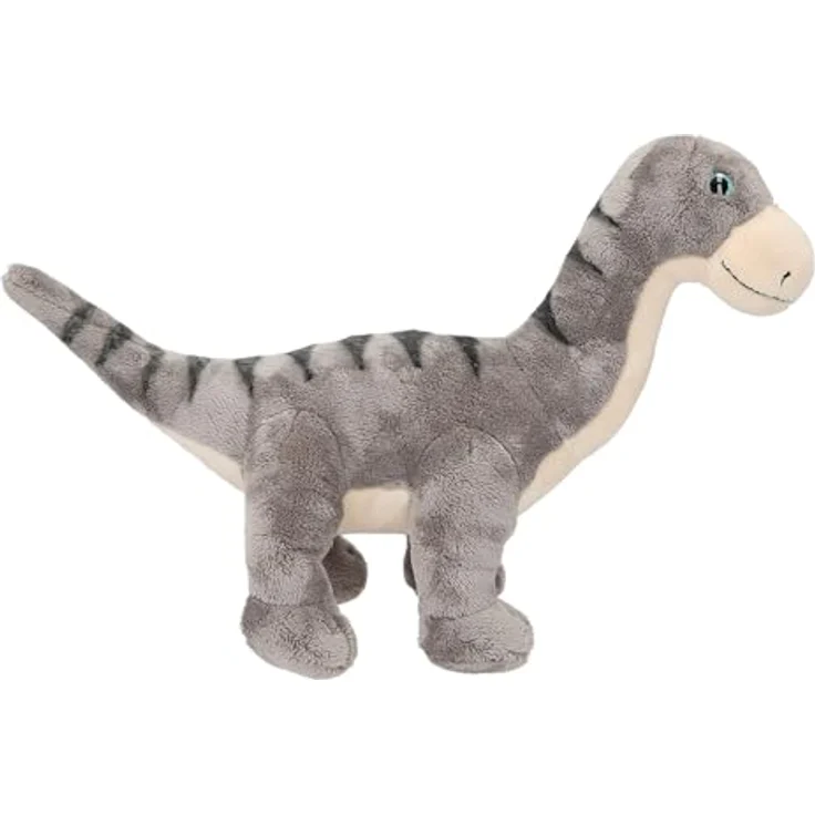 Depesche 12683 Dino World - Kuscheltier Dinosaurier Brachiosaurus mit grauem Fell und Glitzeraugen, ca. 37 cm groß – Bild 2