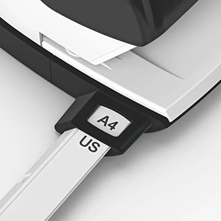 Leitz Büro Locher aus Metall, Für 30 Blatt, Anschlagschiene mit Formatvorgaben, Ergonomisches Design, blau, WOW-Serie, 50081036 - Preisvergleich – Bild 4