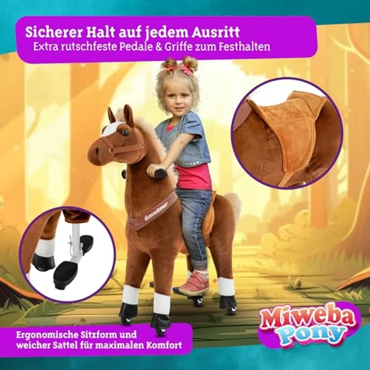 Miweba Pony Amadeus | Reitpferd auf Rollen für Kinder - Stehpferd mit authentischen Bewegungsabläufen - 4-8 Jahre – Bild 4