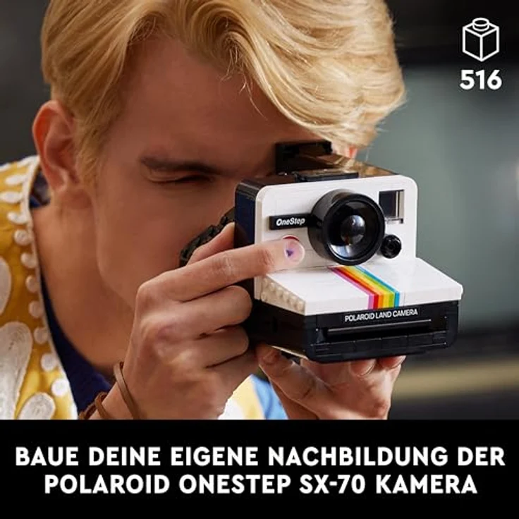 LEGO Ideas Polaroid OneStep SX-70 Sofortbildkamera, Kamera-Modellbausatz für Erwachsene, kreatives Geschenk zum Valentinstag für Fotografen, Männer und Frauen, Modell Einer Alten Kamera 21345 – Bild 2