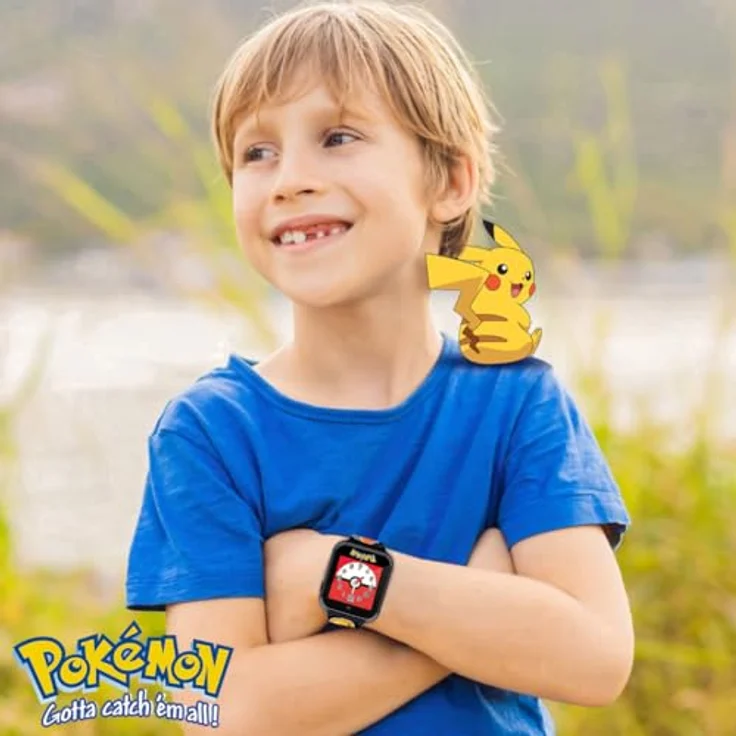 Accutime Kinder Smart Watch Pokémon (schwarz): Selfie Kamera, Foto & Video, Stoppuhr, 3 Hintergründe, 10 Zifferblätter, – Bild 4