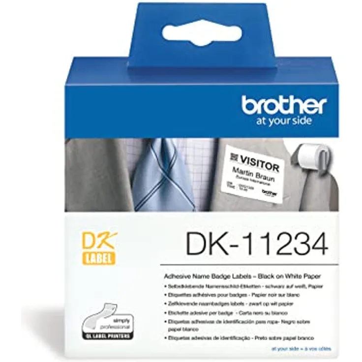 Original Brother DK-11234 selbstklebende Einzeletiketten schwarz auf weiß (Papier) 60 x 86 mm , 260 Stk./Rolle - für Brother QL-Etikettendrucker geeignet