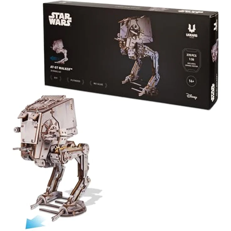 UGEARS Star Wars AT-ST Walker 3D Holzpuzzle, Mechanisches Laufmodell aus Holz mit Zahnrad-System, Modellbausatz für Erwachsene – Bild 1