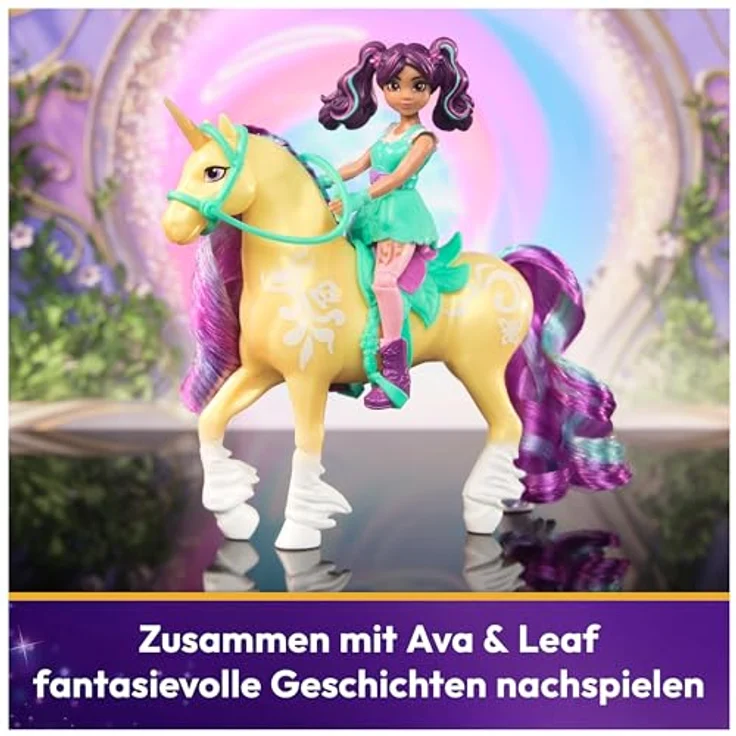Spin Master Anziehpuppe Unicorn Academy - Ava & Leaf, voll beweglich mit Einhorn Leaf, inkl. Sattel und Zaumzeug, BFF von Hauptfigur Sophia, abnehmbare Mähne und Schweif, bürst- und flechtbar. – Bild 5