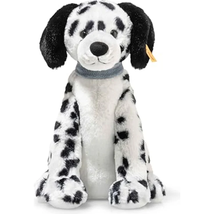Steiff Plüsch Dalmatiner Oskar, 27 cm Kuscheltier mit schwarz-weißem Plüschfell und blauem Softboa-Halsband, waschmaschinenfest – Bild 1