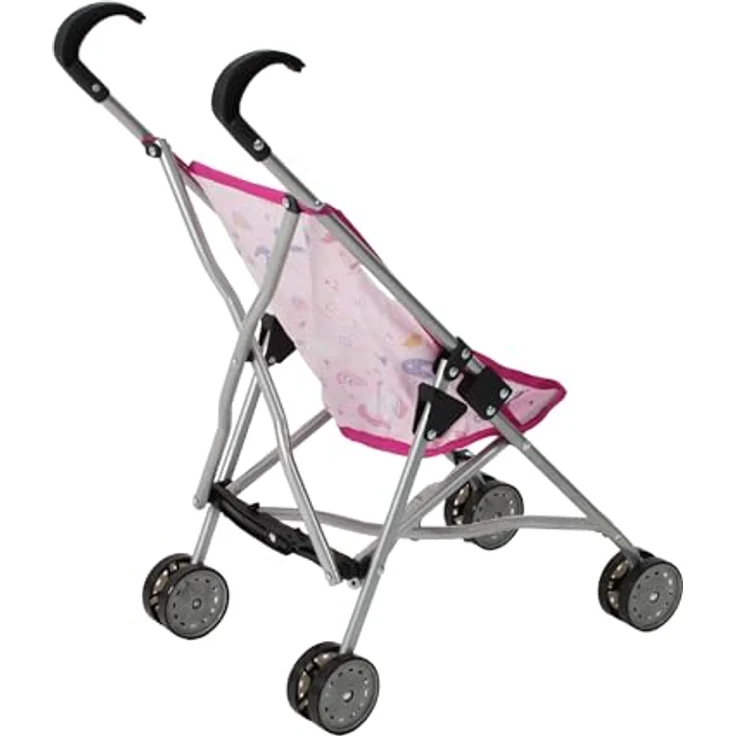 Bayer Chic 2000 Puppenbuggy Funny, Mini-Buggy für Puppen bis 50 cm, pink Einhorn, leicht zusammenklappbar – Bild 3