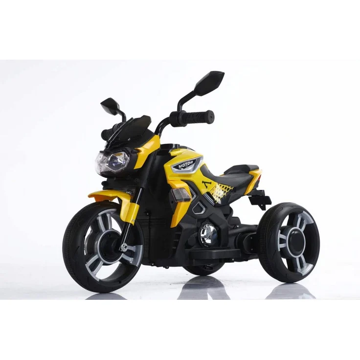 BoGi Elektro-Kindermotorrad 3-Rad, 6V Elektrofahrzeug mit Musik und Licht, in Rot, Weiß, Gelb und Grau